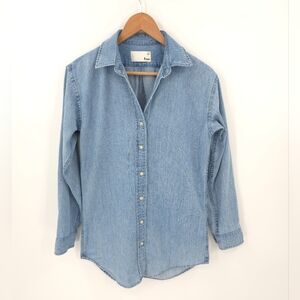 Aritzia Wilfred Free Denim Button Up Shirt Long Sleeve Chambray XS